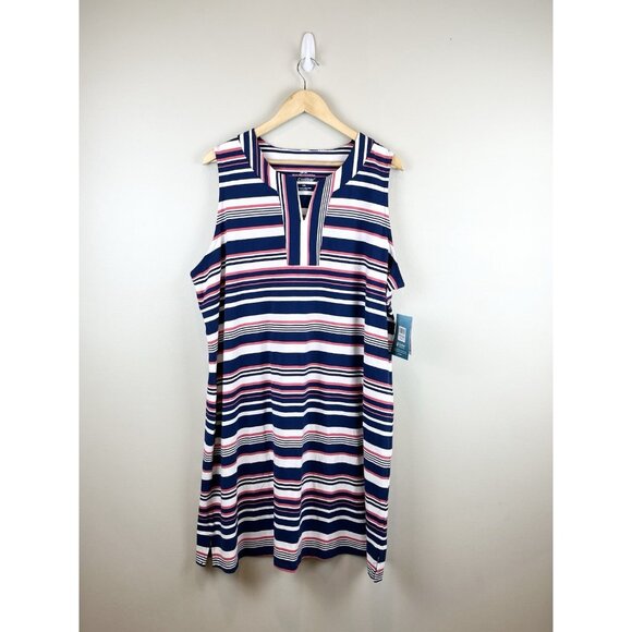 Coolibar‎ UPF 50+ Women's 2XL Oceanside Tank Dress Striped Beach Summer NWT - Picture 1 of 12